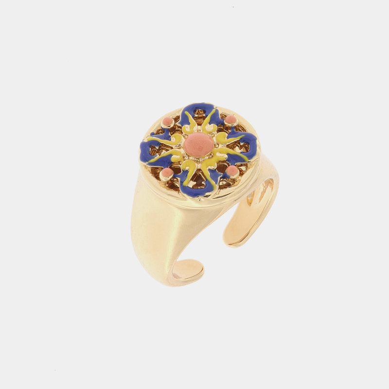 Anello in Metallo con maiolica — collezione CALTAGIRONE