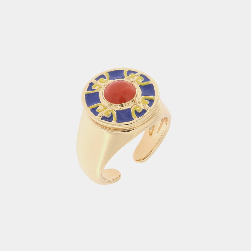 Anello in Metallo con maiolica — collezione CALTAGIRONE