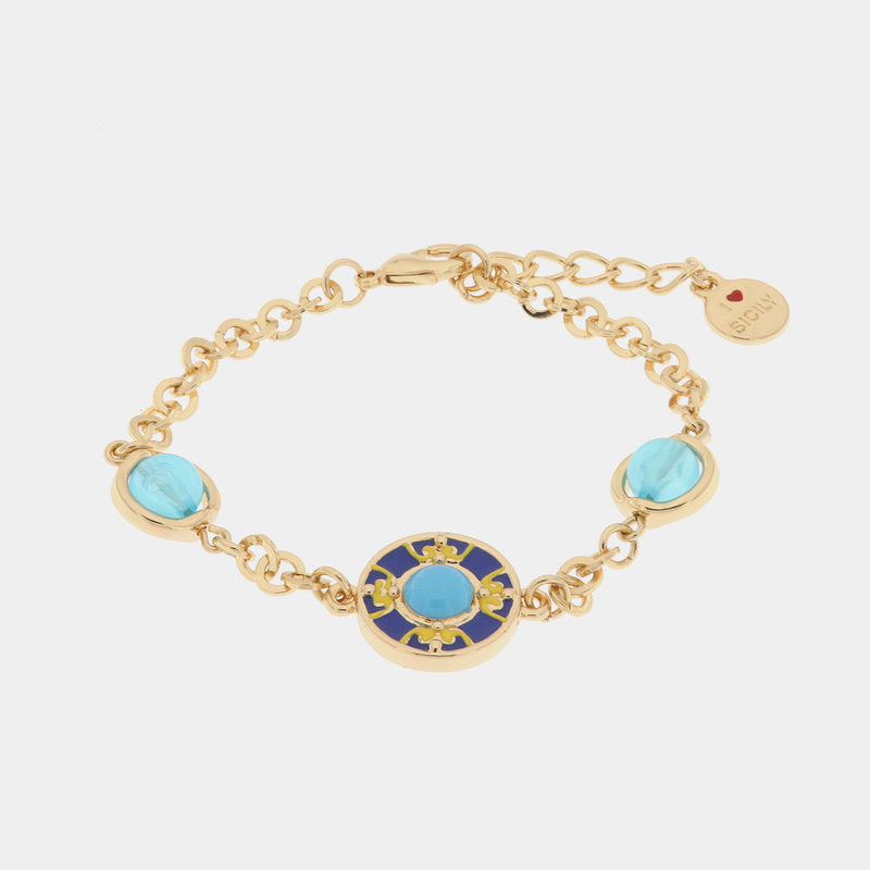 Bracciale in Metallo con maiolica — collezione CALTAGIRONE