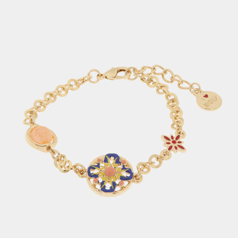 Bracciale in Metallo con maiolica — collezione CALTAGIRONE