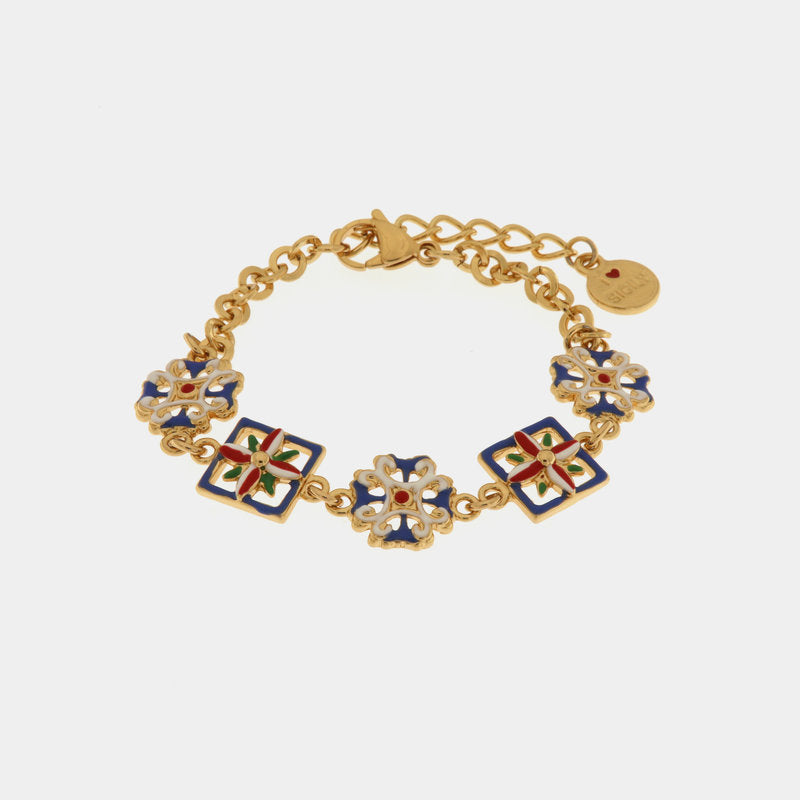 Bracciale in Metallo con maioliche colorate — collezione CALTAGIRONE