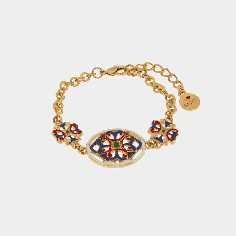 Bracciale in Metallo con maioliche colorate — collezione CALTAGIRONE