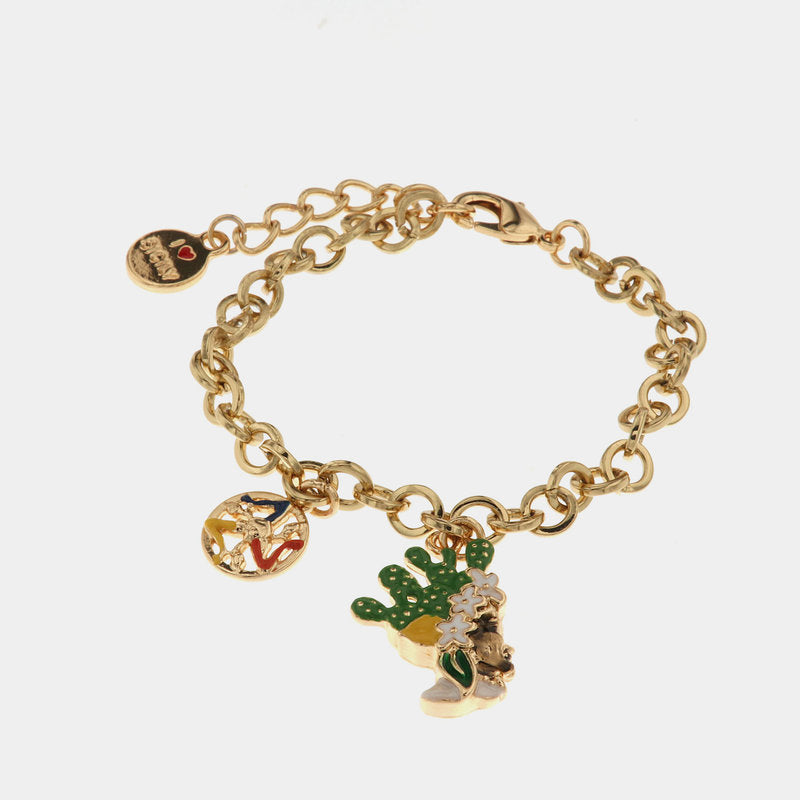 Bracciale in Metallo con testa di moro uomo e simbolo di Trinacria impreziositi da smalti colorati — collezione CALTAGIRONE
