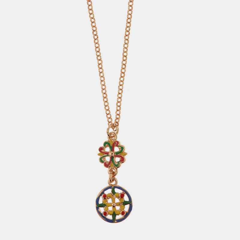 Collana in Metallo con maioliche di Caltagirone impreziosite da smalti colorati — collezione CALTAGIRONE