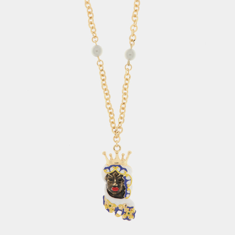 Collana in Metallo con testa di moro siciliana — collezione CALTAGIRONE