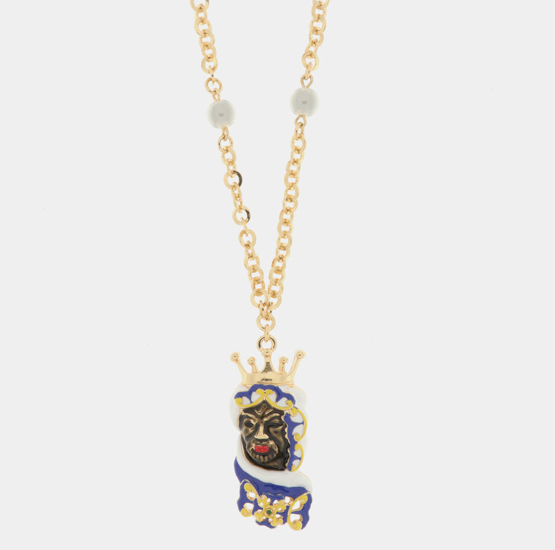 Collana in Metallo con testa di moro siciliana — collezione CALTAGIRONE