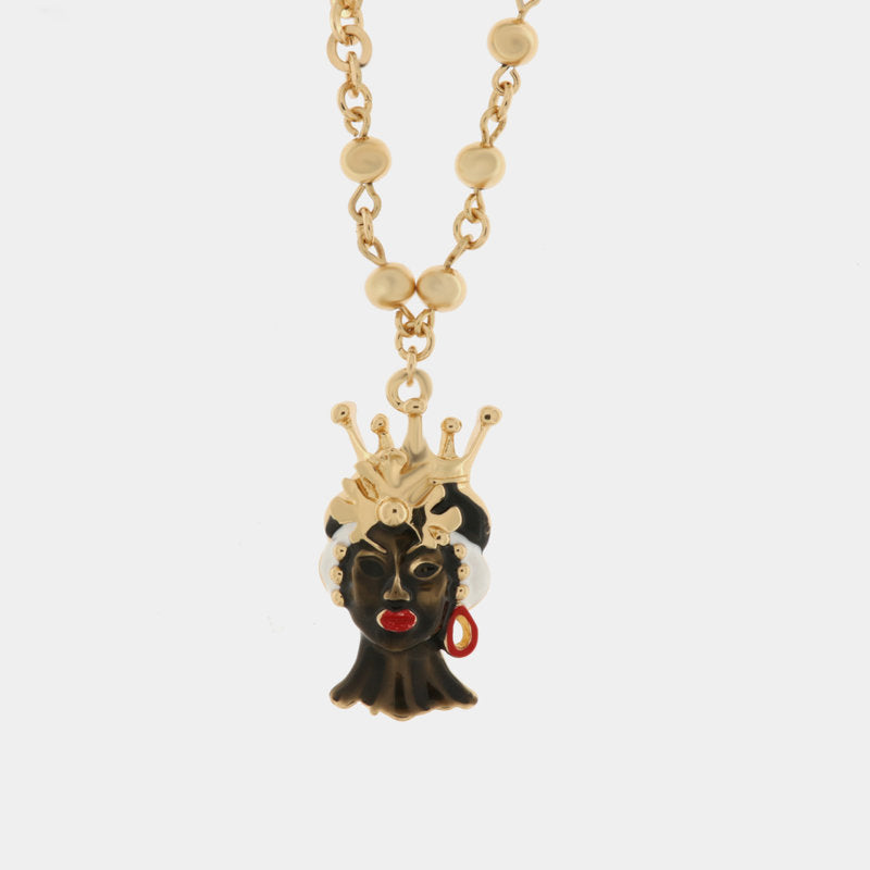 Collana in Metallo con testa di moro siciliana — collezione CALTAGIRONE