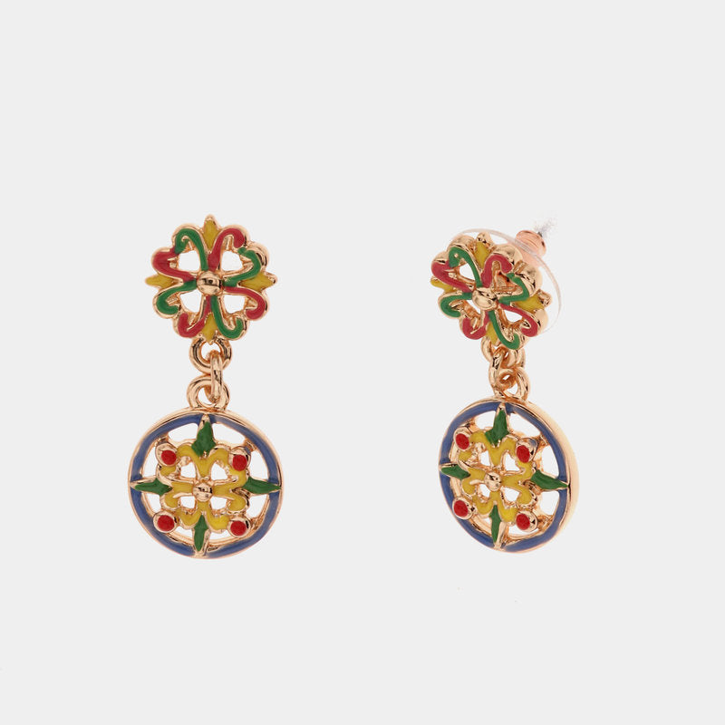Orecchini in Metallo con maioliche di Caltagirone impreziosite da smalti colorati — collezione CALTAGIRONE