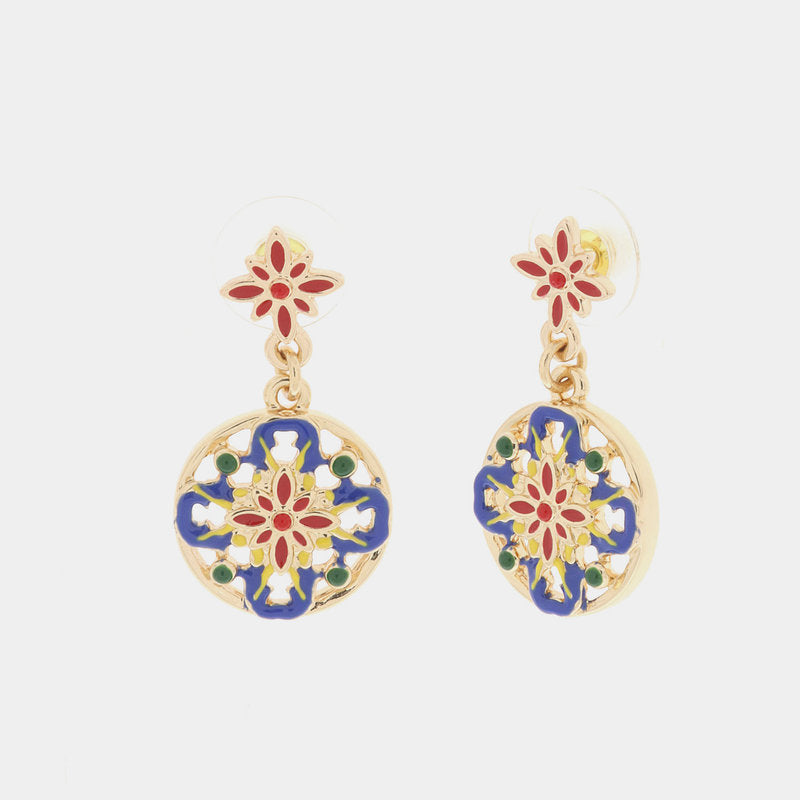Orecchini in Metallo con pendente maiolica — collezione CALTAGIRONE