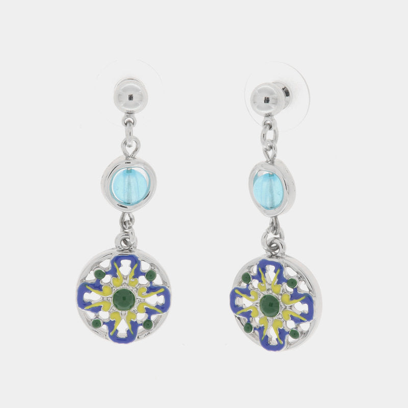 Orecchini in Metallo con pendente maiolica — collezione CALTAGIRONE