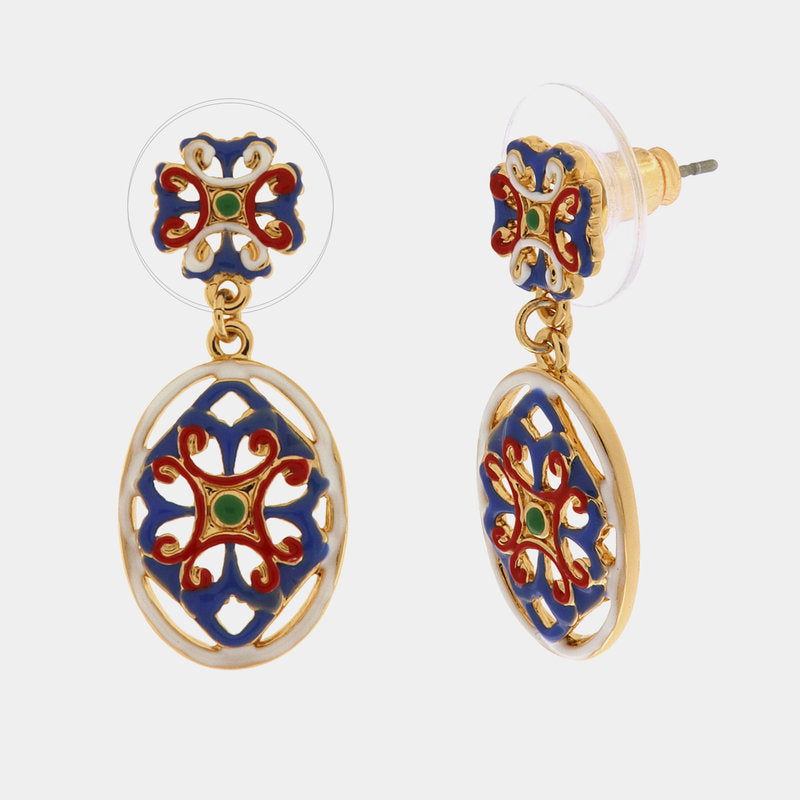 Orecchini in Metallo con pendente maioliche colorate — collezione CALTAGIRONE