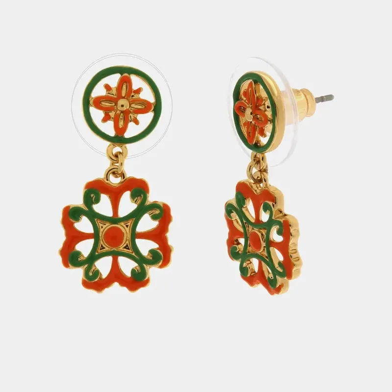 Orecchini in Metallo con pendente maioliche colorate — collezione CALTAGIRONE