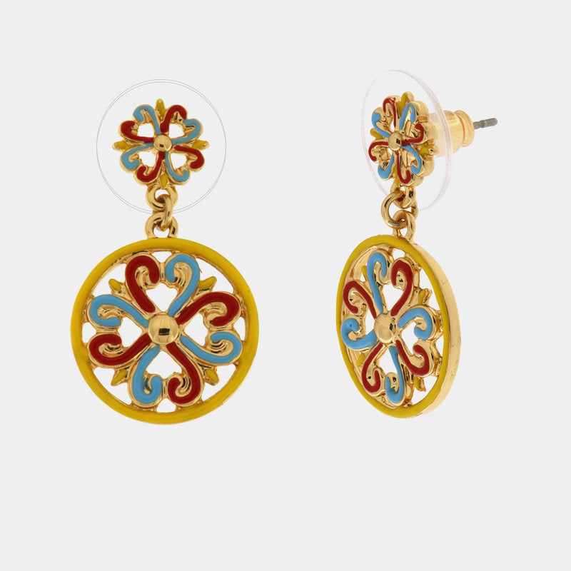 Orecchini in Metallo con pendente maioliche colorate — collezione CALTAGIRONE
