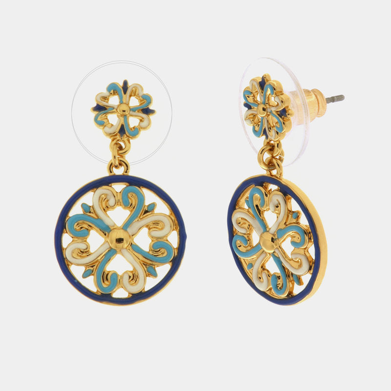 Orecchini in Metallo con pendente maioliche colorate — collezione CALTAGIRONE