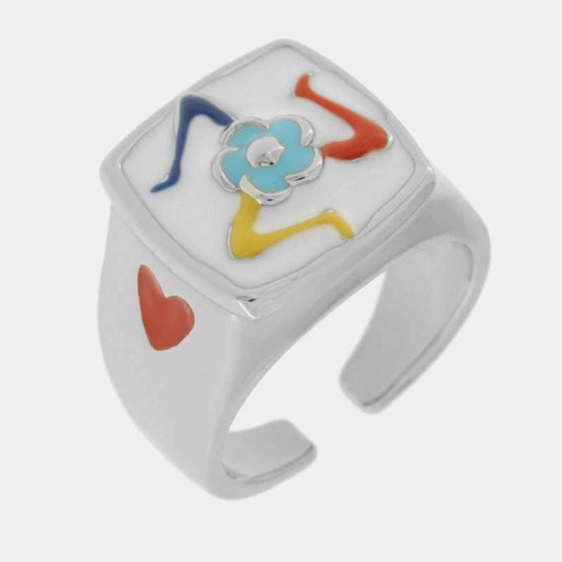 Anello in Metallo quadrato con Trinacria — collezione ETNA