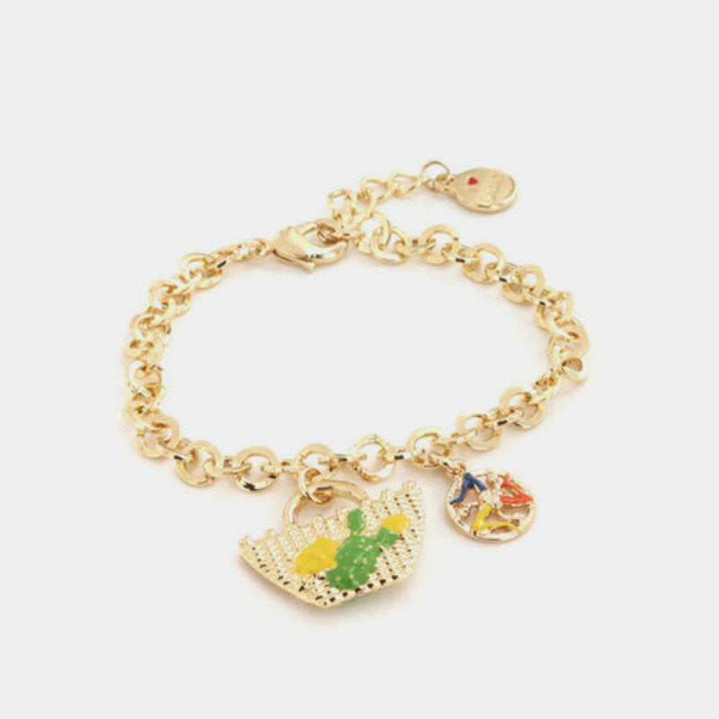 Bracciale in Metallo con coffa siciliana con disegno fico d'india e limoni di Sicilia — collezione ETNA