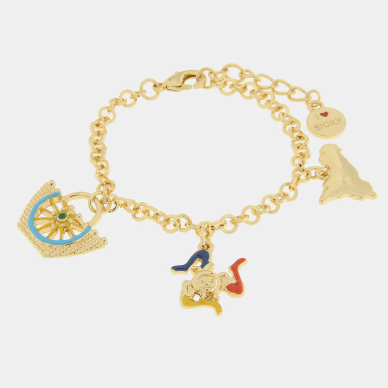 Bracciale in Metallo con CoffaTrinacria e Sicilia — collezione ETNA