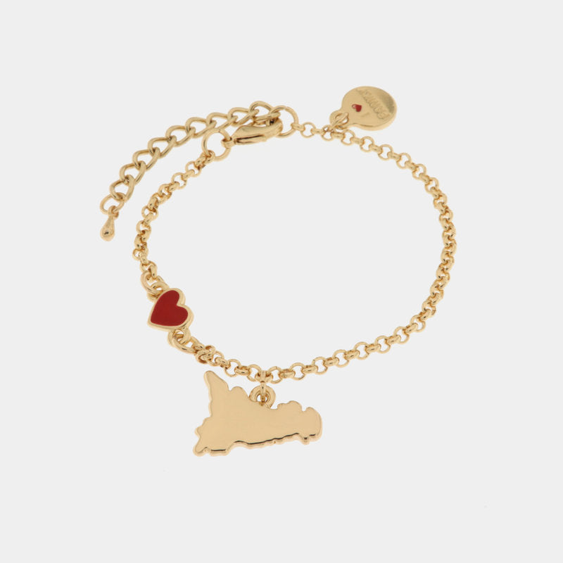 Bracciale in Metallo con cuoricino e simbolo Sicilia pendente — collezione ETNA