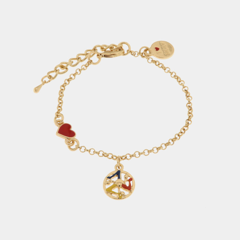 Bracciale in Metallo con cuoricino e trinacria pendente — collezione ETNA