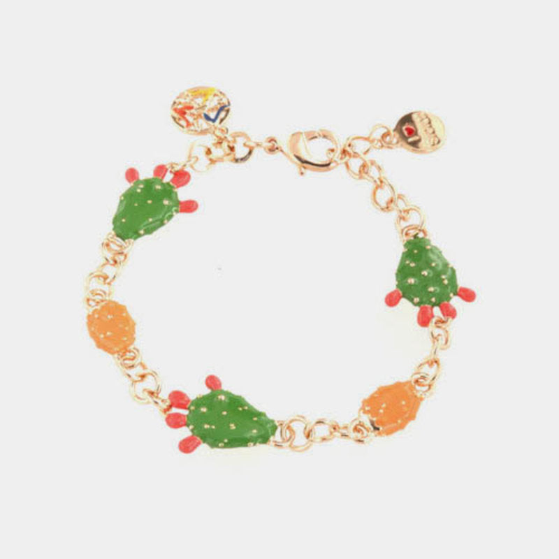 Bracciale in Metallo maglia rolò, con tris di fichi d'india impreziositi da smalti colorati — collezione ETNA