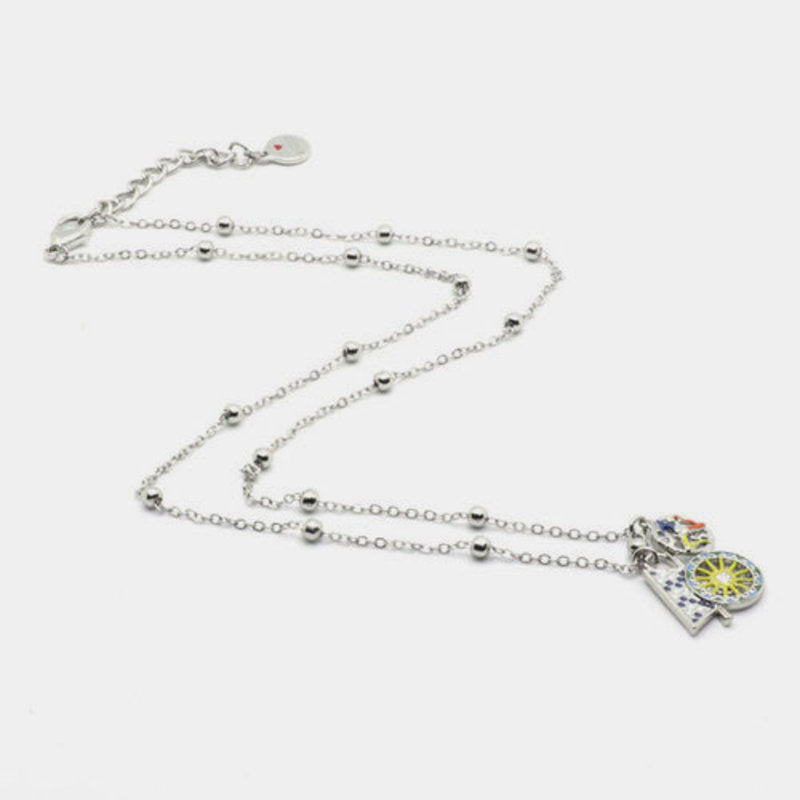 Collana in Metallo con carretto siciliano pendente impreziosito da smalti colorati — collezione ETNA
