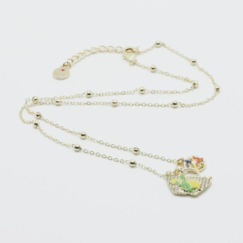 Collana in Metallo con coffa pendente da disegno fico d'india e limoni di Sicilia — collezione ETNA