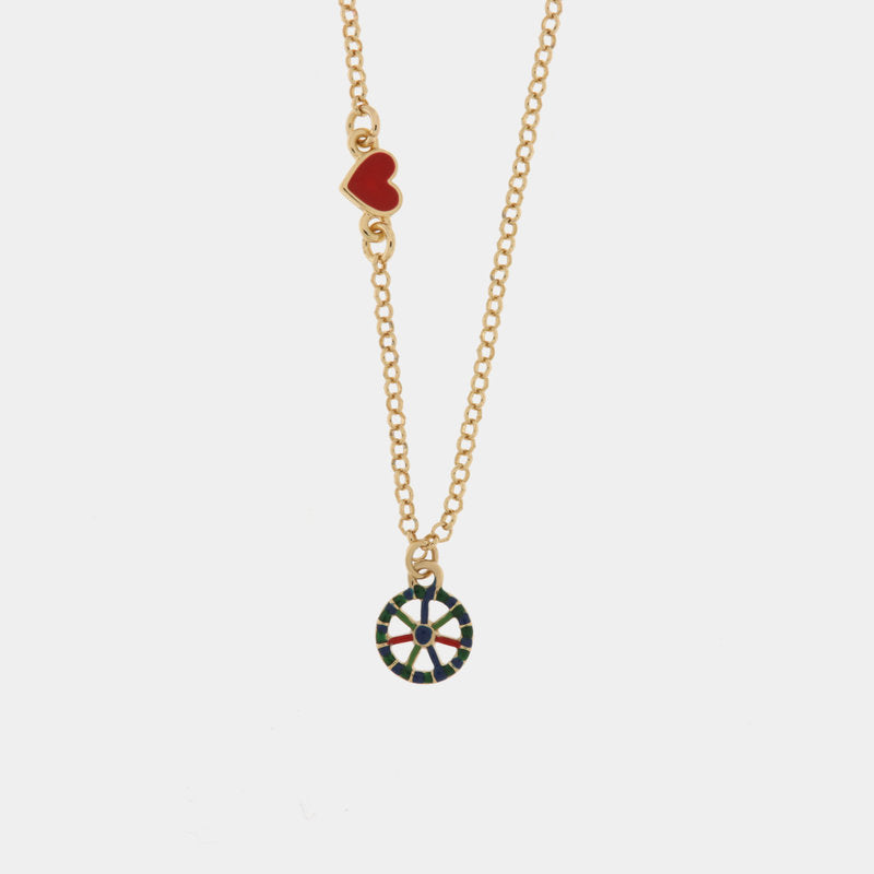 Collana in Metallo con ruota pendente e cuoricino — collezione ETNA
