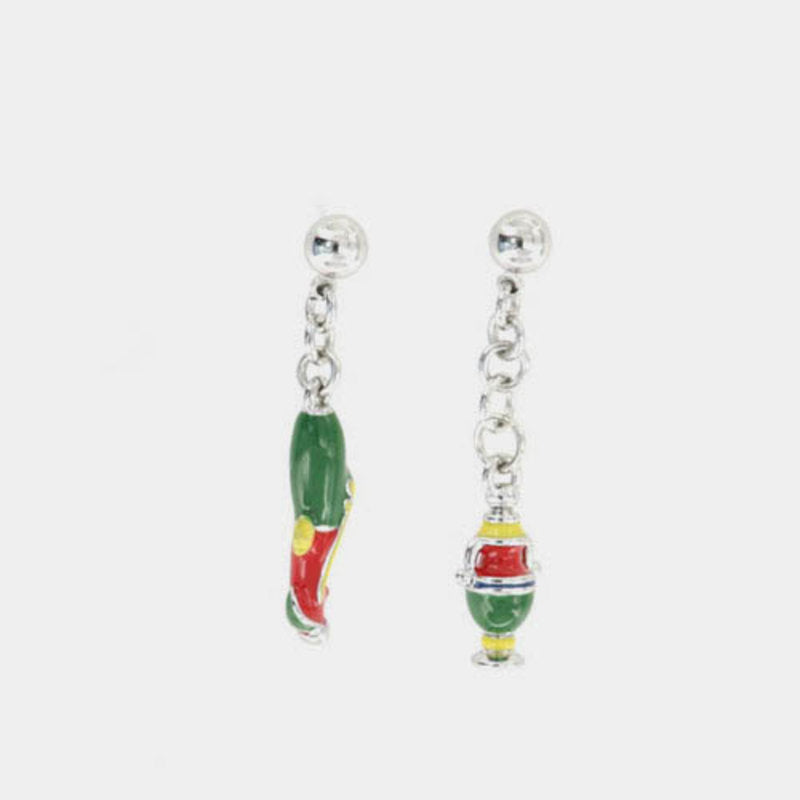 Orecchini in Metallo con simboli carte siciliane pendenti impreziosite da smalti — collezione ETNA