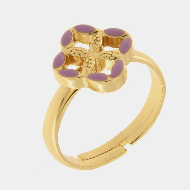 Anello in Metallo maiolica viola — collezione FIORI DI LAVA