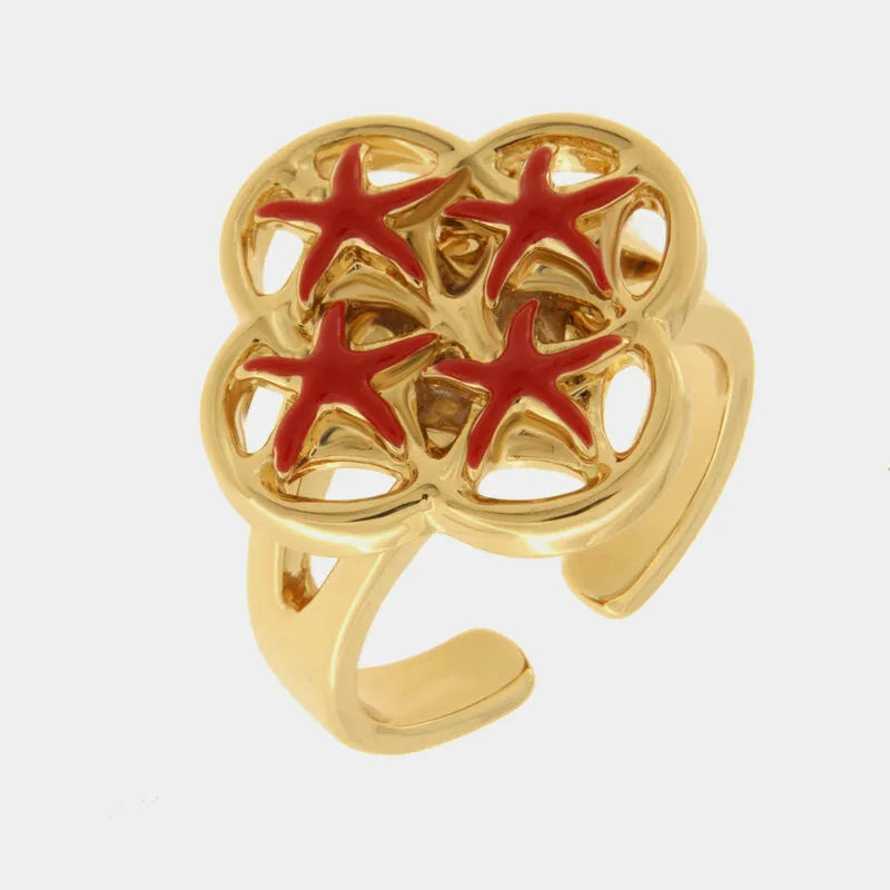 Anello in Metallo stelle marine rosse — collezione FIORI DI LAVA