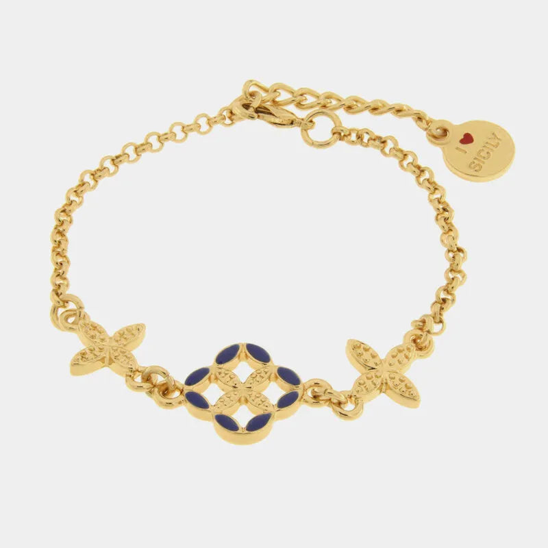 Bracciale in Metallo maiolica blu — collezione FIORI DI LAVA