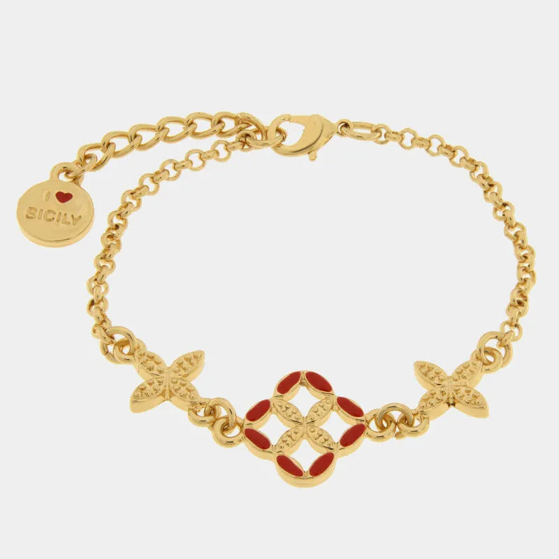 Bracciale in Metallo maiolica rossa — collezione FIORI DI LAVA