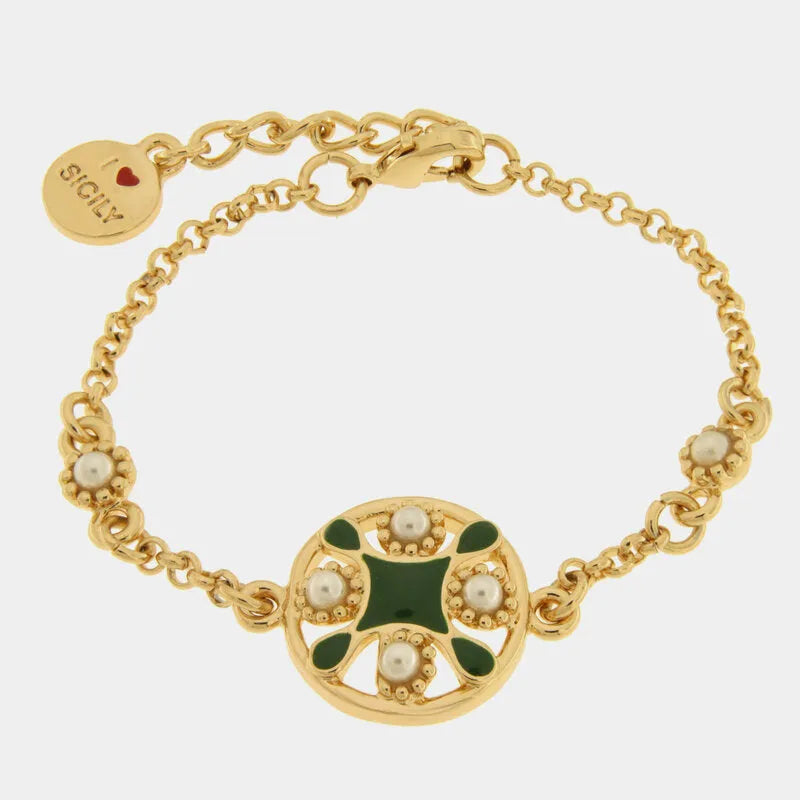 Bracciale in Metallo maiolica verde — collezione FIORI DI LAVA