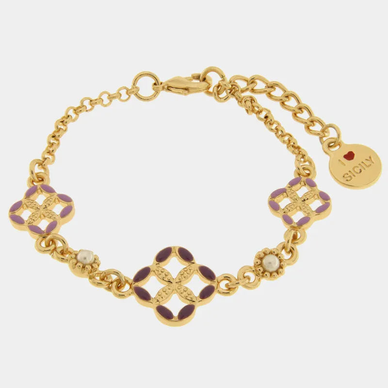 Bracciale in Metallo maiolica viola — collezione FIORI DI LAVA
