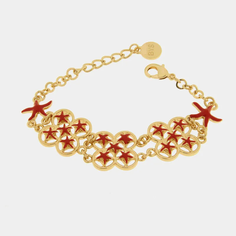 Bracciale in Metallo stelle marine rosse — collezione FIORI DI LAVA