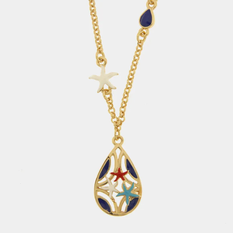 Collana in Metallo a goccia con stelle marine — collezione FIORI DI LAVA