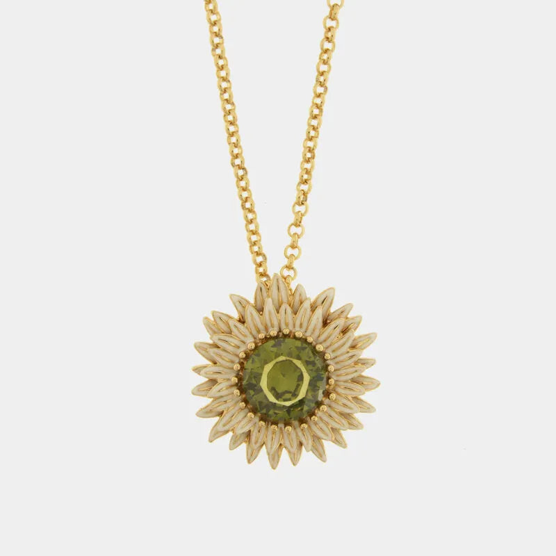Collana in Metallo fiore con cristallo verde — collezione FIORI DI LAVA