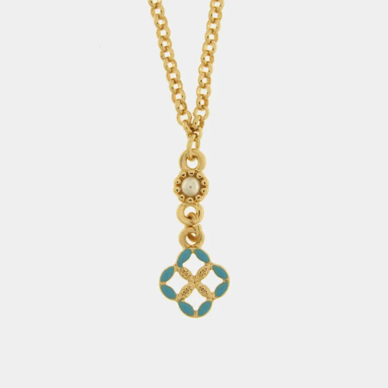 Collana in Metallo maiolica azzurra — collezione FIORI DI LAVA
