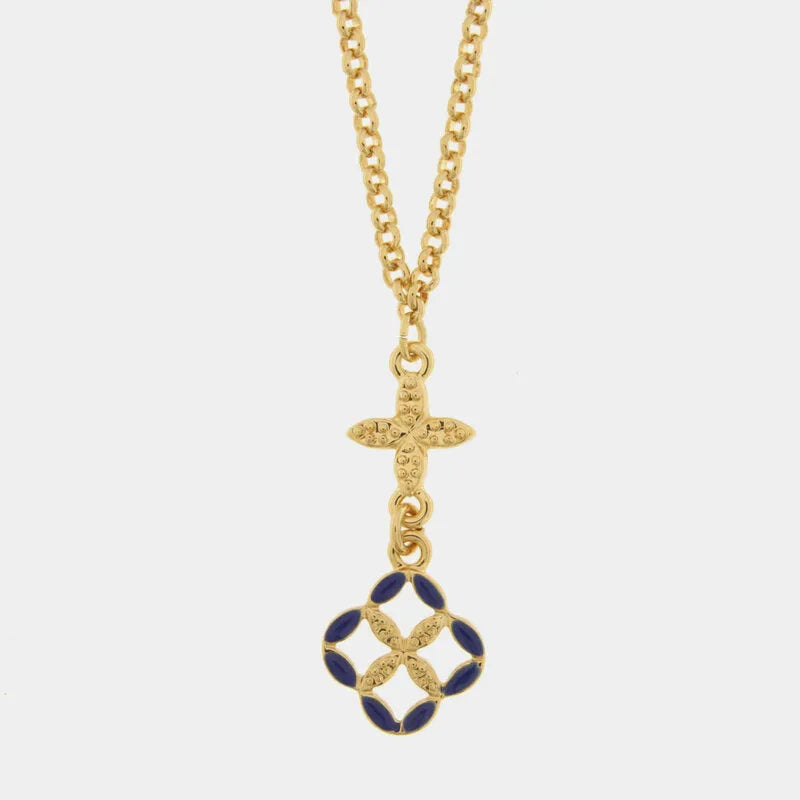 Collana in Metallo maiolica blu — collezione FIORI DI LAVA