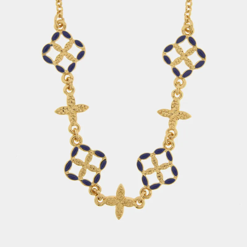 Collana in Metallo maiolica blu — collezione FIORI DI LAVA
