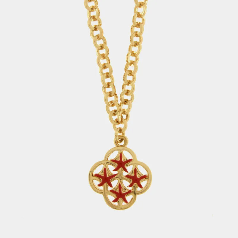 Collana in Metallo maiolica rossa — collezione FIORI DI LAVA