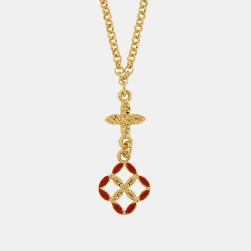 Collana in Metallo maiolica rossa — collezione FIORI DI LAVA