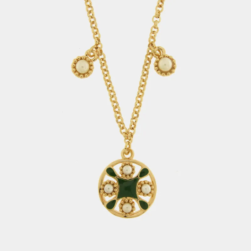 Collana in Metallo maiolica verde — collezione FIORI DI LAVA