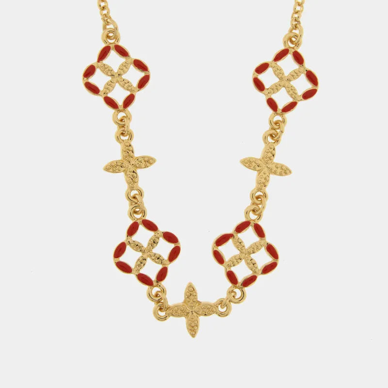 Collana in Metallo maioliche rosse — collezione FIORI DI LAVA