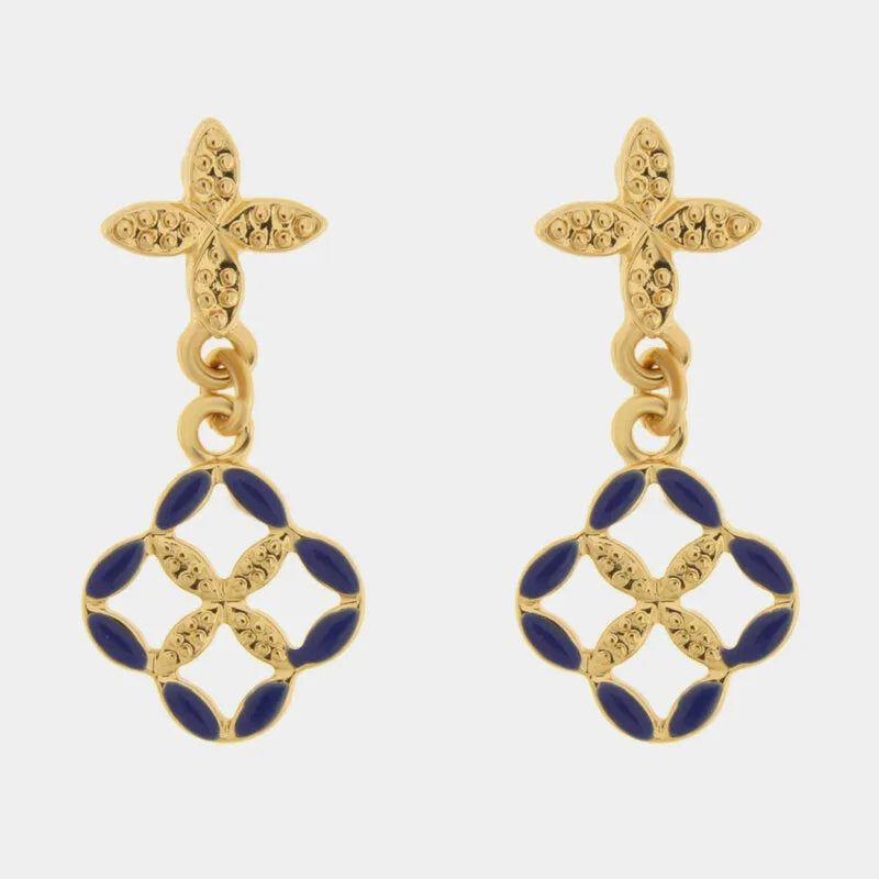Orecchini in Metallo maioliche blu — collezione FIORI DI LAVA