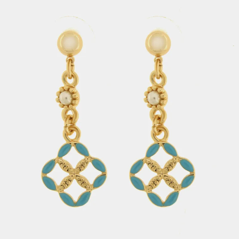 Orecchini in Metallo maioliche azzurre — collezione FIORI DI LAVA