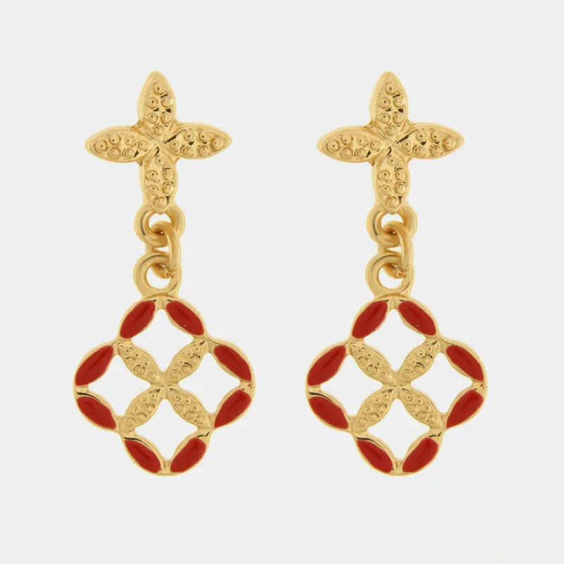 Orecchini in Metallo maioliche rosse — collezione FIORI DI LAVA