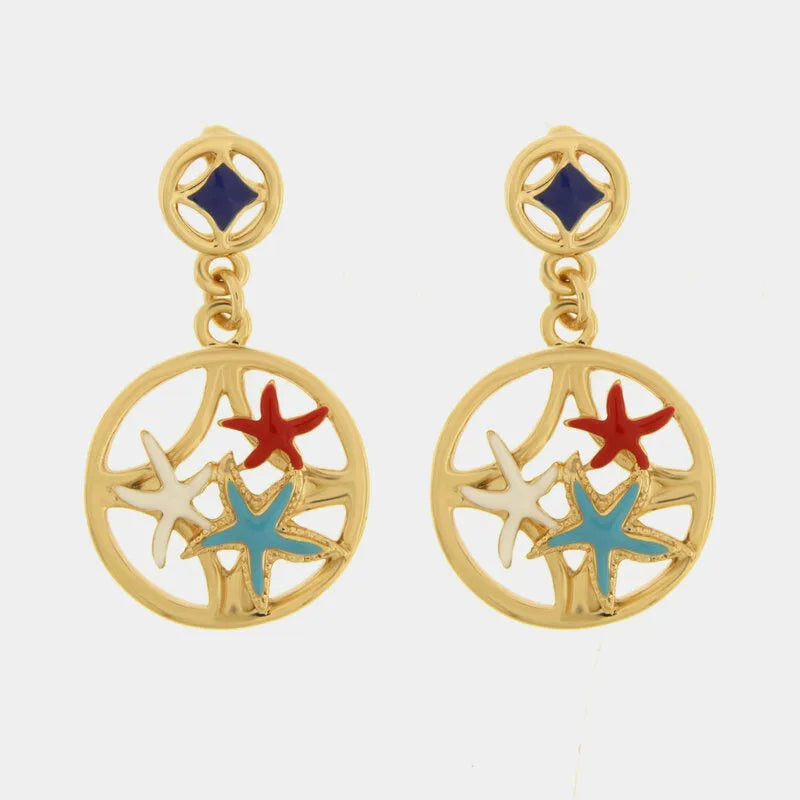 Orecchini in Metallo stelle marine colorate — collezione FIORI DI LAVA