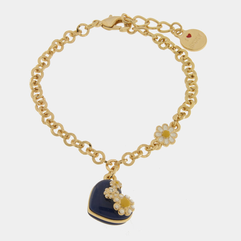 Bracciale in Metallo con cuore blu e fiori — collezione PANAREA
