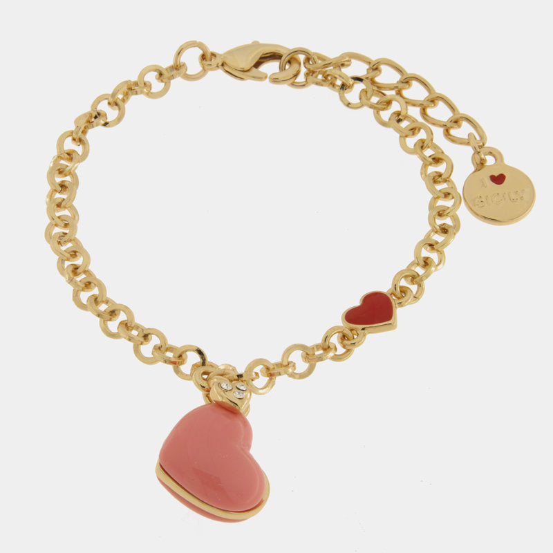 Bracciale in Metallo con cuore rosa e cuore zirconato — collezione PANAREA